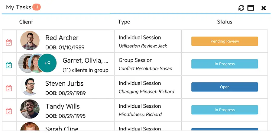 Example Tasks Dashboard